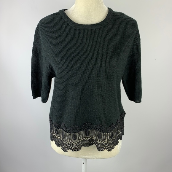 BLL New York Small Black Sweater Lace Bottom Short - Picture 1 of 4